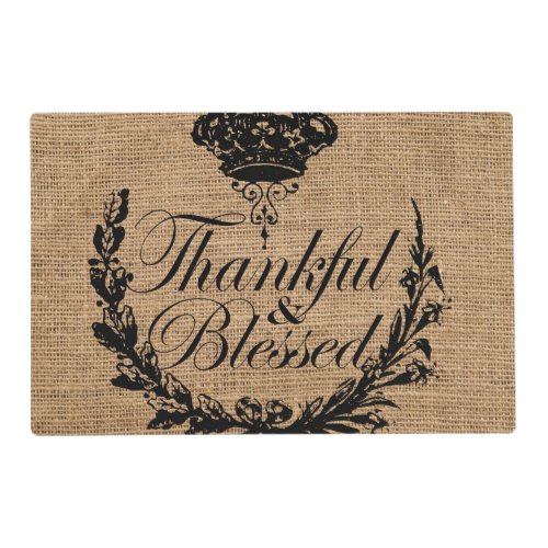 rustic fall autumn thanksgiving thankful blessed placemat
