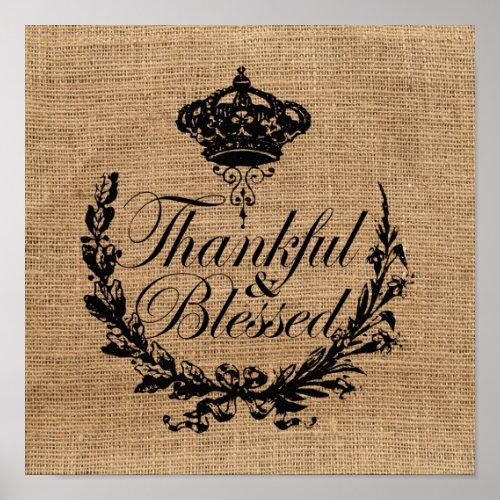 rustic fall autumn thanksgiving thankful blessed poster