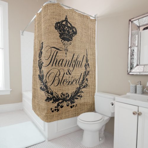 rustic fall autumn thanksgiving thankful blessed shower curtain
