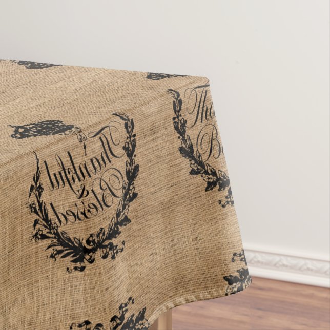 rustic fall autumn thanksgiving thankful blessed tablecloth (In Situ)