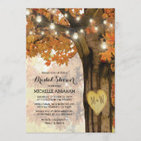 Rustic Fall Autumn Tree Lights Bridal Shower Invitation