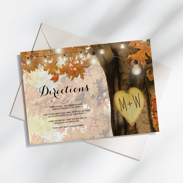 Rustic Fall Autumn Tree Lights Wedding Directions Enclosure Card (Creator Uploaded)