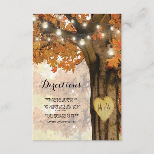Rustic Fall Autumn Tree Lights Wedding Enclosure Card