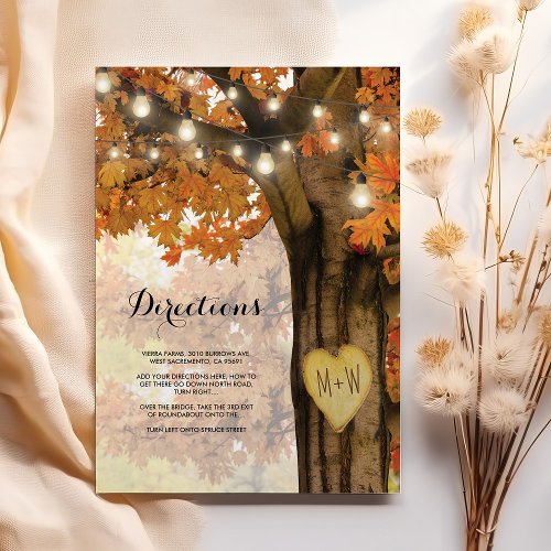 Rustic Fall Autumn Tree Lights Wedding Enclosure Card