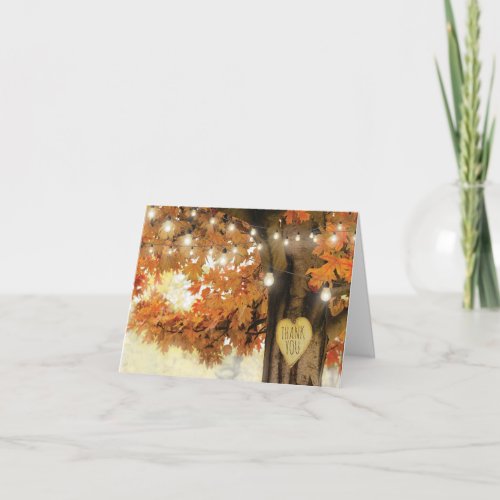 Rustic Fall Autumn Tree Twinkle Lights Thank You