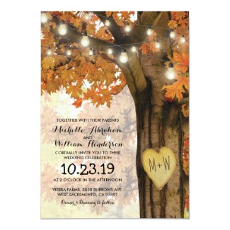 Rustic Fall Autumn Tree Twinkle Lights Wedding