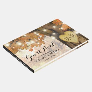 Rustic Fall Autumn Tree Twinkle Lights Wedding Guest Book