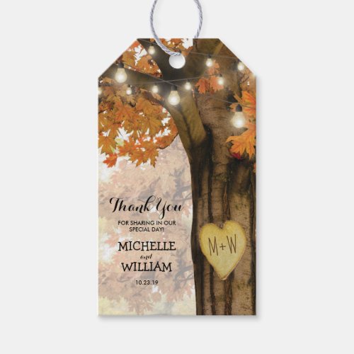 Rustic Fall Autumn Tree Wedding Favor Thank You Gift Tags