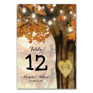 Rustic Fall Autumn Tree Wedding Table Numbers