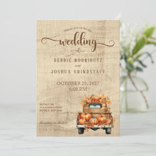 Rustic Fall Autumn Truck Wedding Invitation