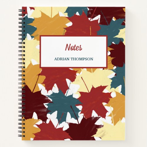 Rustic Fall Autumn Watercolor Leaves Notebook