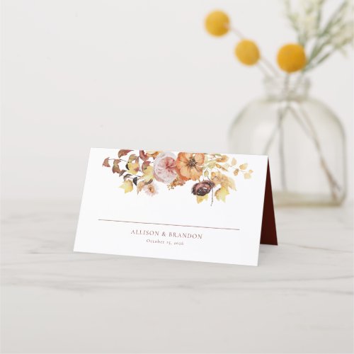 Rustic Fall Autumn Wedding Folded Place Card