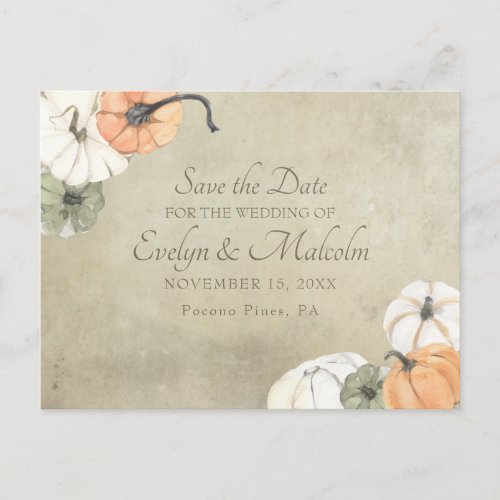 Rustic Fall Autumn Wedding Save the Date Announcement Postcard