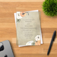 Rustic Fall Autumn White, Orange Pumpkins Wedding