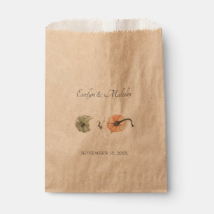 Rustic Fall Autumn White, Orange Pumpkins Wedding Favor Bag