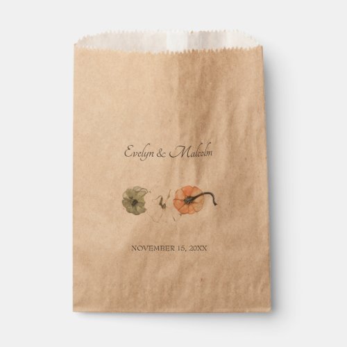 Rustic Fall Autumn White Orange Pumpkins Wedding Favor Bag