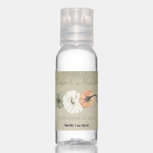 Rustic Fall Autumn White Orange Pumpkins Wedding Hand Sanitizer