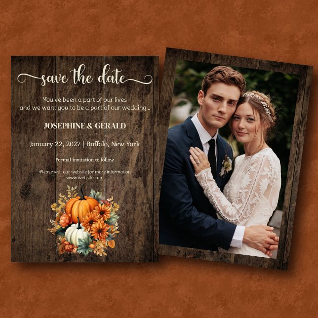 Rustic Fall Autumn Wood Wedding Save the Date Invitation (Creator Uploaded)