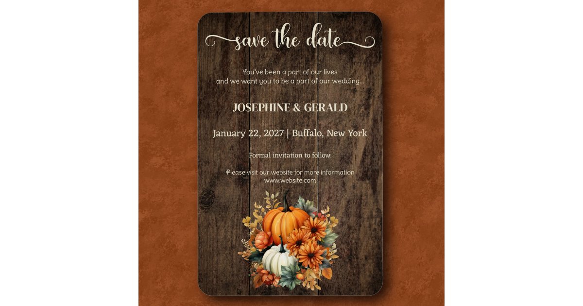 Rustic Fall Autumn Wood Wedding Save the Date Magnet | Zazzle