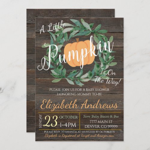 Rustic Fall Baby Shower Party Invitation