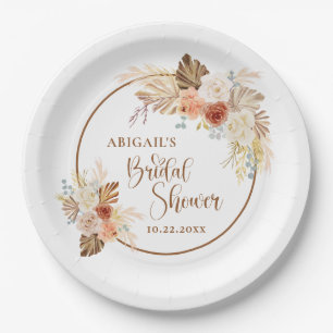 Rustic Fall Boho Arch Pampas Grass Bridal Shower  Paper Plates