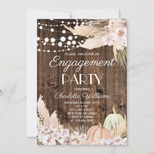 Rustic Fall Boho Floral Engagement Party Invitation