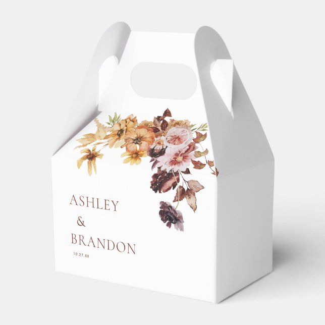 Rustic Fall Boho Floral Wedding  Favor Boxes (Front Side)