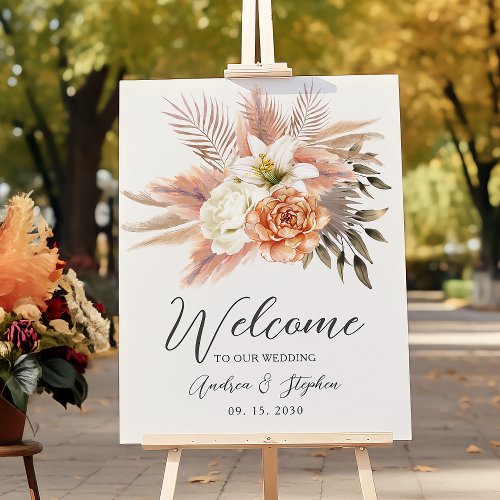 Rustic Fall Boho Floral Wedding Welcome Poster