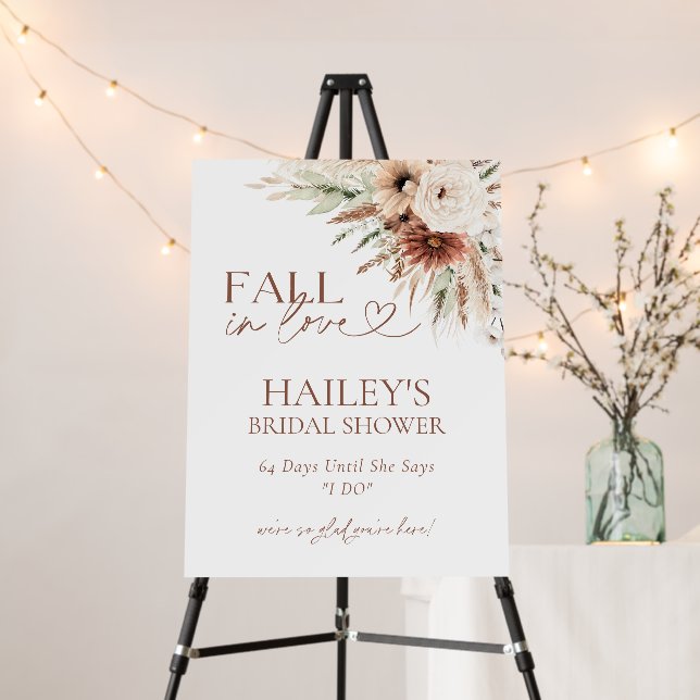 Rustic Fall Boho Pampas Grass Bridal Shower Sign (In Situ (Stand))