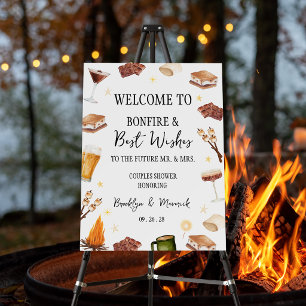 Rustic Fall Bonfire Couples Bridal Shower Welcome Foam Board