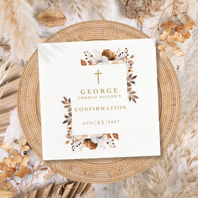 Rustic Fall Botanical Modern Confirmation Napkins (Rustic Fall Botanical Modern Confirmation Napkins)