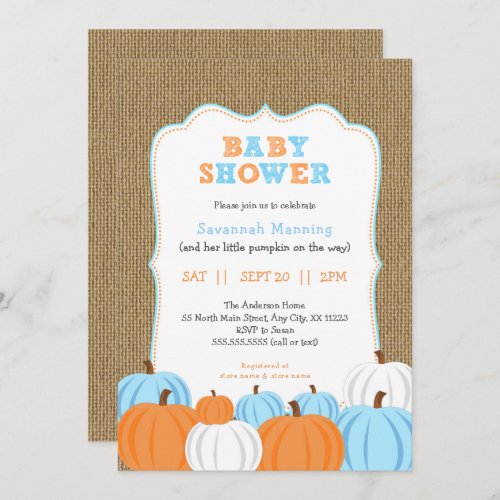 Rustic Fall Boy baby shower invitation