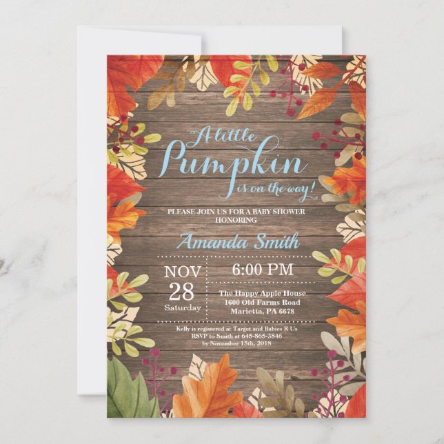 Rustic Fall Boy Baby Shower Invitation (Front)