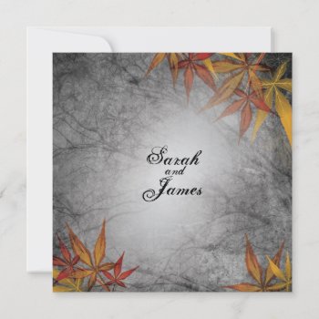 Rustic Fall Branches And Leaves Wedding Invitation by OLPamPam at Zazzle