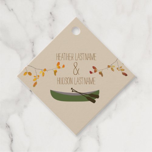 Rustic Fall Branches Canoe Wedding Favor Tags