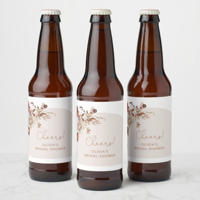 Rustic fall bridal shower Beer bottle label (Bottles)