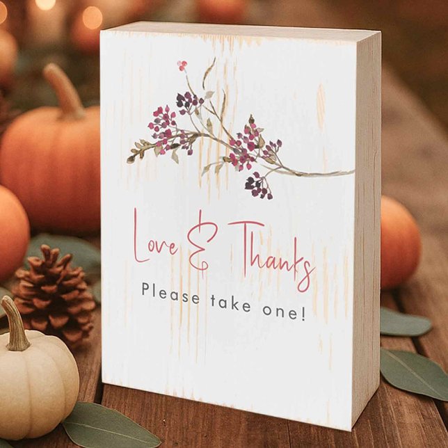 Rustic Fall Bridal Shower Favor Wood Table Sign (Rustic fall wooden wedding sign for favor table.)