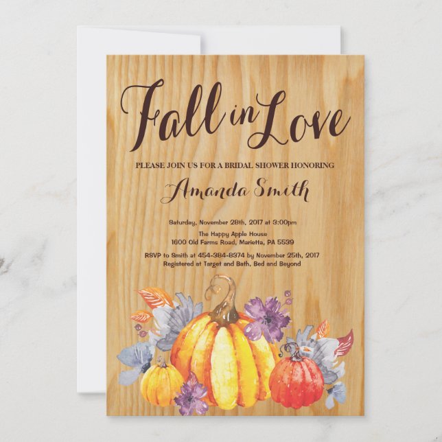 Rustic Fall Bridal Shower invitation (Front)