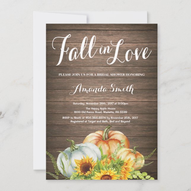 Rustic Fall Bridal Shower invitation (Front)