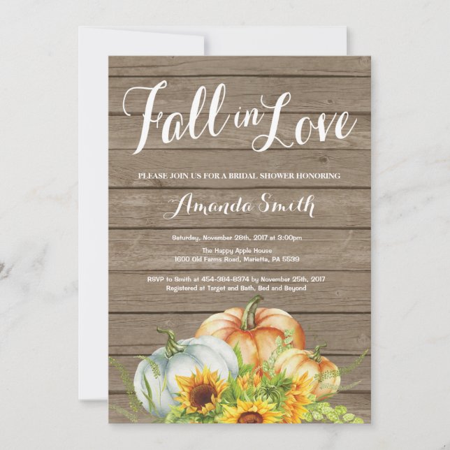 Rustic Fall Bridal Shower invitation (Front)
