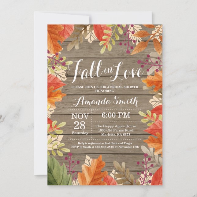 Rustic Fall Bridal Shower Invitation (Front)