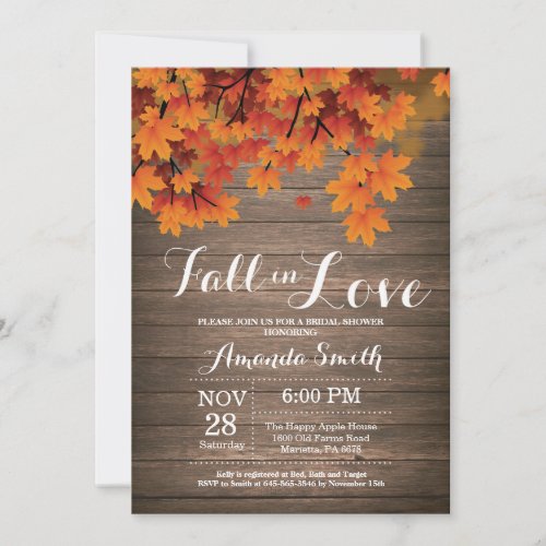 Rustic Fall Bridal Shower Invitation Card