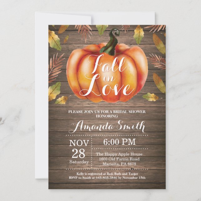 Rustic Fall Bridal Shower Invitation Card (Front)
