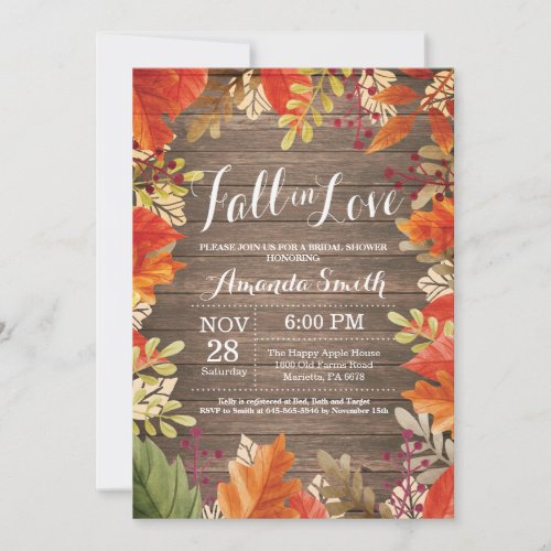 Rustic Fall Bridal Shower Invitation Card