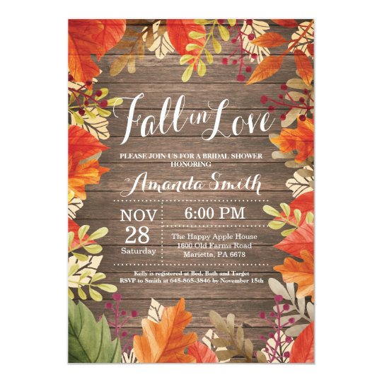 Rustic Fall Bridal Shower Invitation Card | Zazzle.com