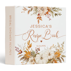 Rustic fall Bridal Shower Recipe Book 3 Ring Binder