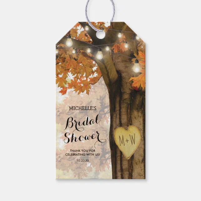 Rustic Fall Bridal Shower Thank You Gift Tags | Zazzle