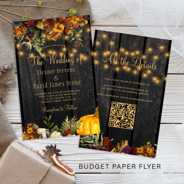 Rustic fall budget all in one wedding invitation flyer (Creator Uploaded)