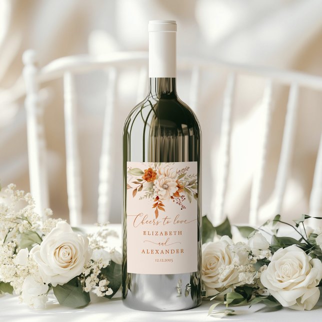Rustic fall Cheers to Love Wedding Wine Label (Creator Uploaded)
