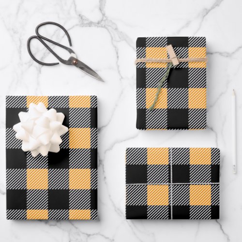 Rustic Fall Colors Buffalo Plaid Pattern Wrapping Paper Sheets